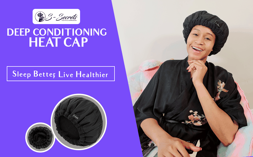 S-Secrets Flaxseed Deep Conditioning Heat Cap for Moisture, Elasticity, and Healthy Hair Growth – Cordless and Microwave-Ready Spa Cap