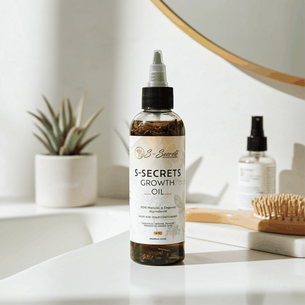 S-Secrets Scalp Stimulator Hair Growth Oil 4oz - Herbal Biotin & Essential Oils for All Hair Types