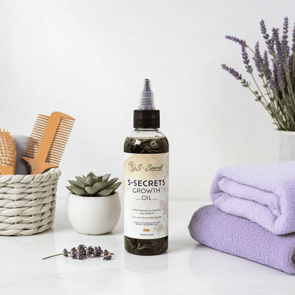 S-Secrets Scalp Stimulator Hair Growth Oil 2oz - Herbal Biotin & Essential Oils for All Hair Types