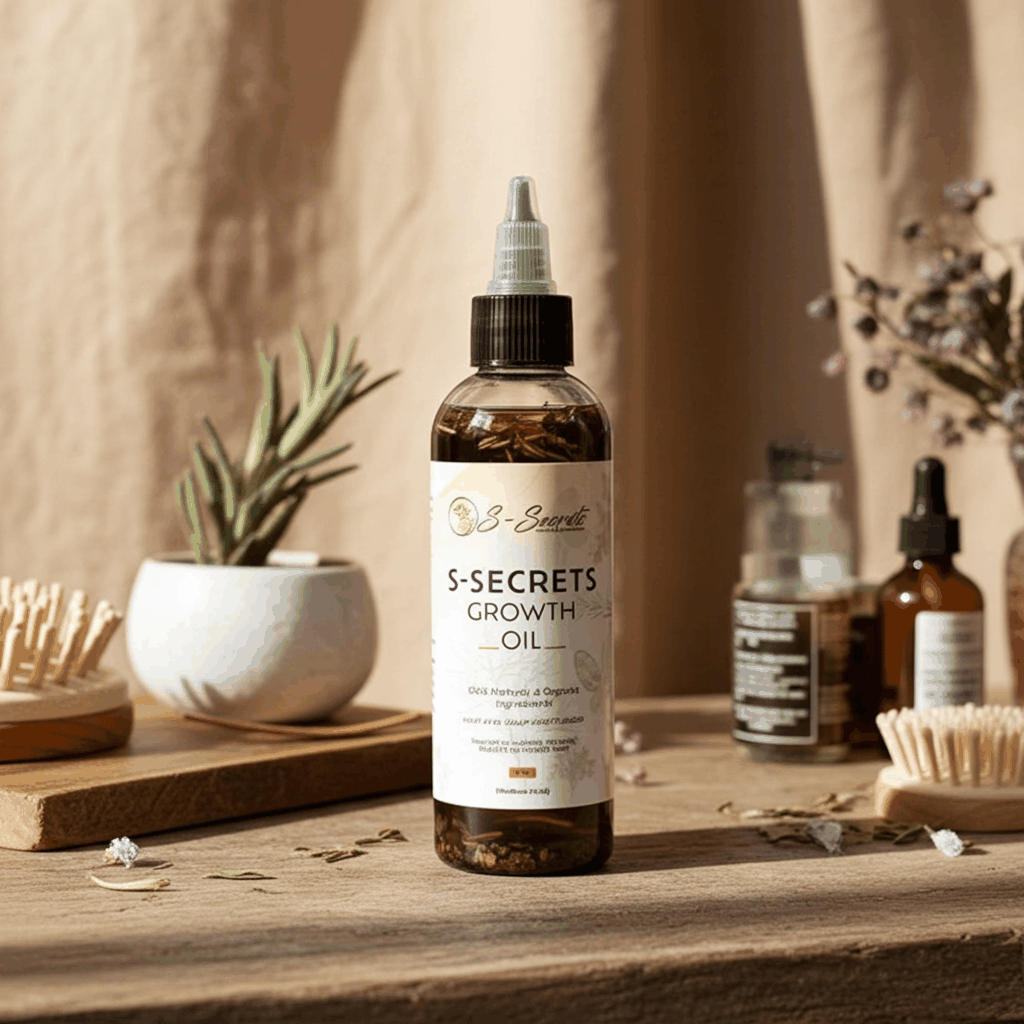 S-Secrets Scalp Stimulator Hair Growth Oil 2oz - Herbal Biotin & Essential Oils for All Hair Types