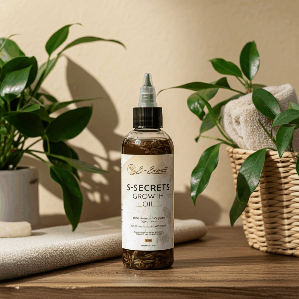 S-Secrets Scalp Stimulator Hair Growth Oil 2oz - Herbal Biotin & Essential Oils for All Hair Types