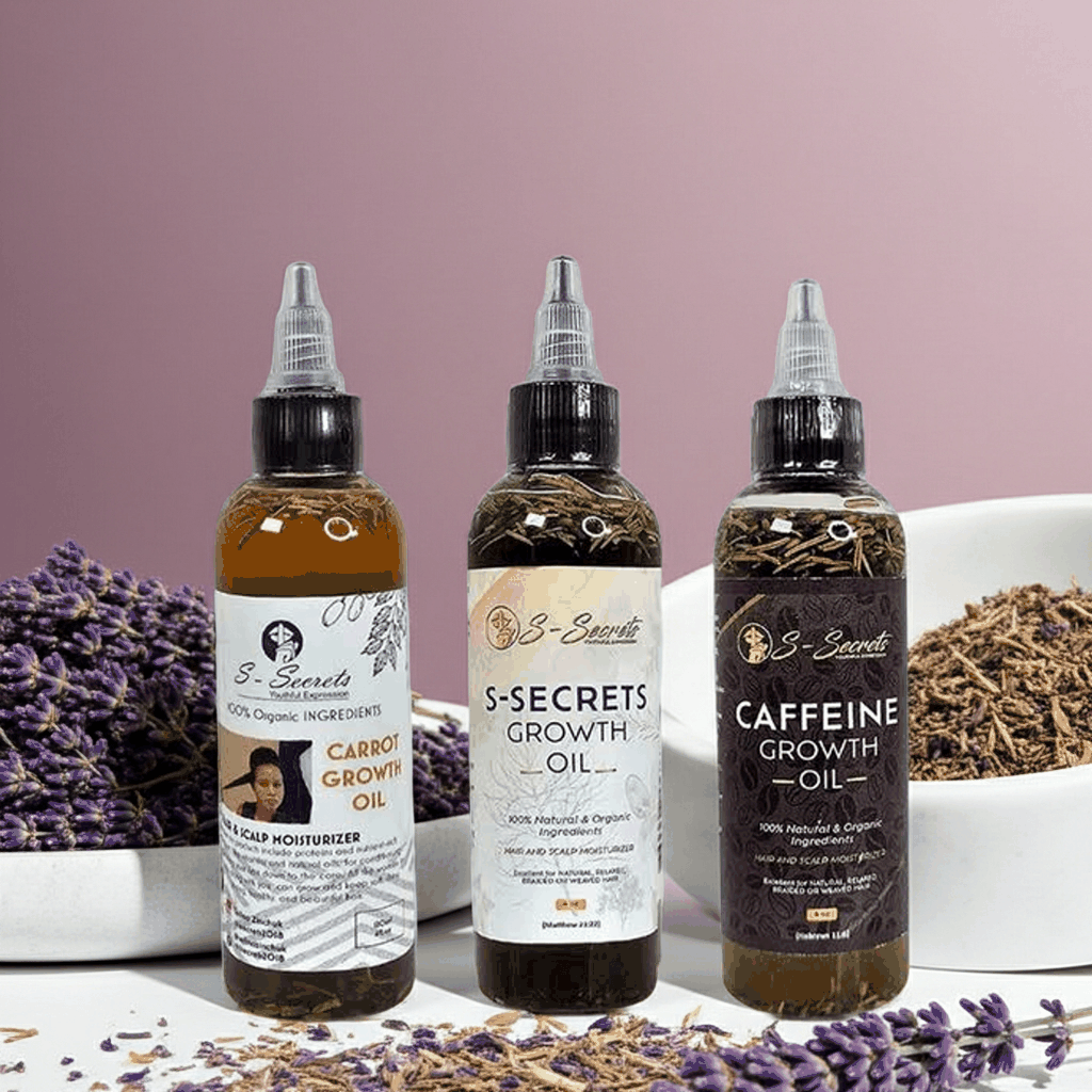 S-Secrets Hair Growth Bundle - 3 Bottles x 2oz (6oz Total) with Biotin, Ayurvedic Herbs, Essential Oils, Saw Palmetto, Scalp Stimulator Oil