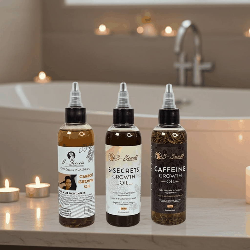 S-Secrets Hair Growth Bundle - 3 Bottles x 2oz (6oz Total) with Biotin, Ayurvedic Herbs, Essential Oils, Saw Palmetto, Scalp Stimulator Oil