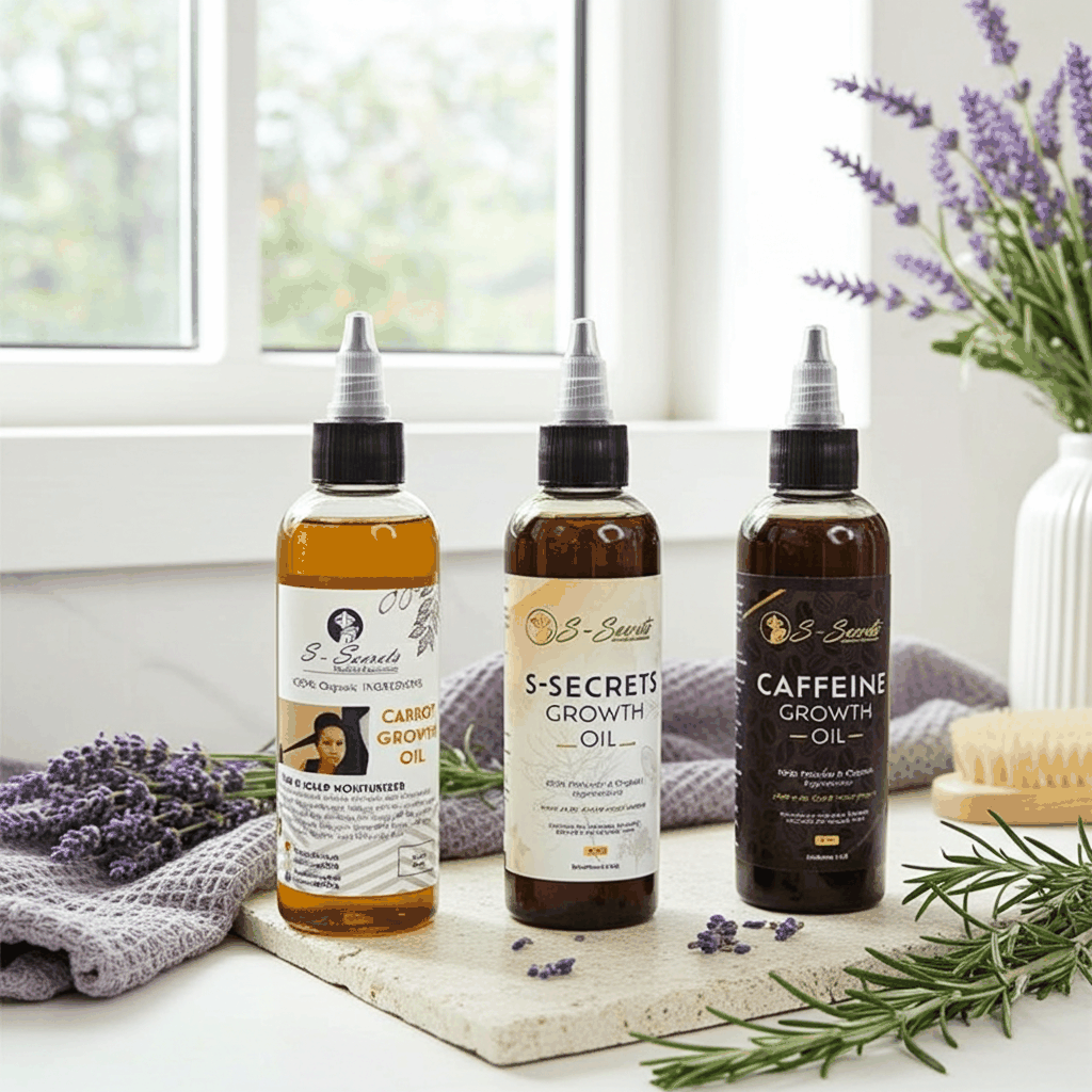 S-Secrets Hair Growth Bundle - 3 Bottles x 2oz (6oz Total) with Biotin, Ayurvedic Herbs, Essential Oils, Saw Palmetto, Scalp Stimulator Oil