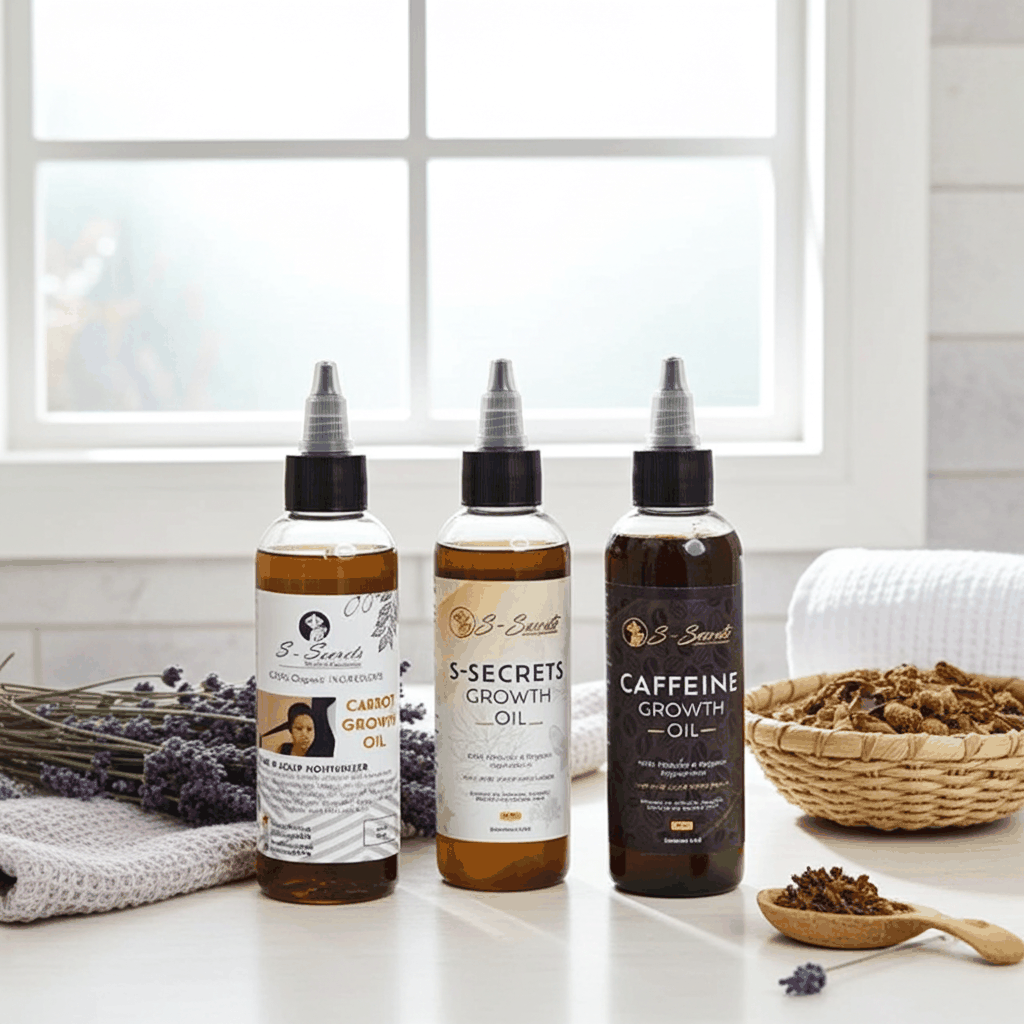 S-Secrets Hair Growth Bundle - 3 Bottles x 2oz (6oz Total) with Biotin, Ayurvedic Herbs, Essential Oils, Saw Palmetto, Scalp Stimulator Oil