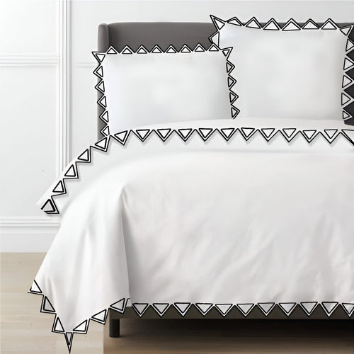 Ashley 400TC Cotton Traingle Embroidery Sateen Solid Duvet Cover Set