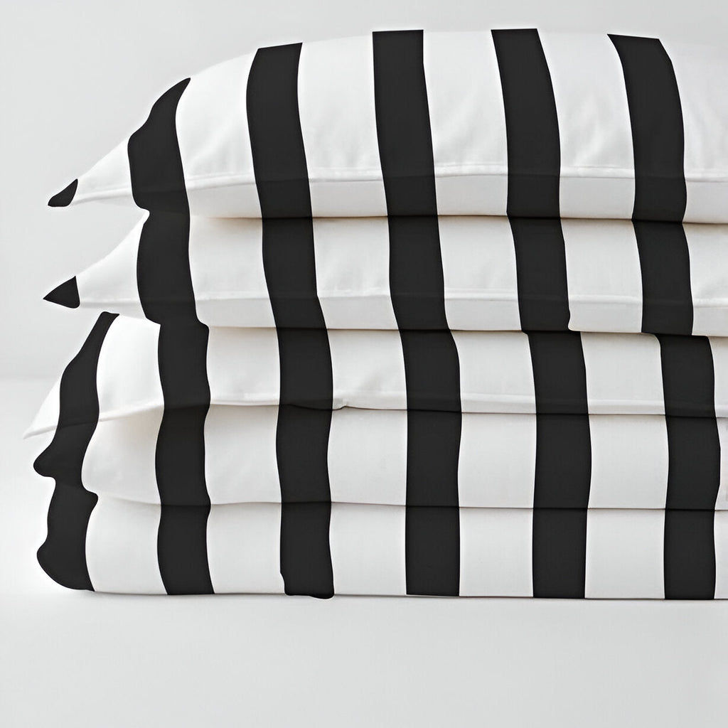 400TC Stripe Border Frame Cotton Sateen Duvet Cover Set