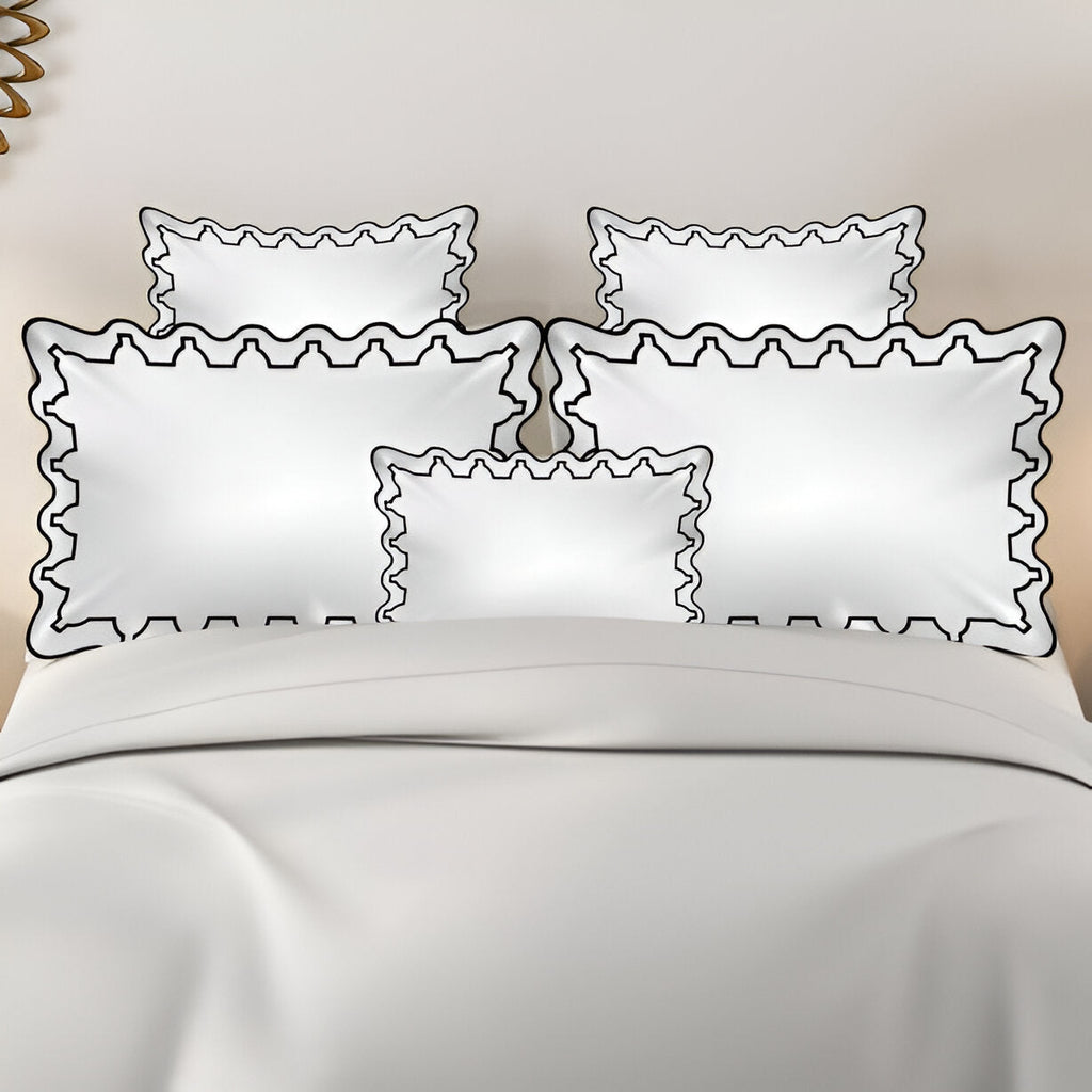 Imaginary Scallop 400TC Cotton Embroidery Sateen Solid Duvet Cover Set