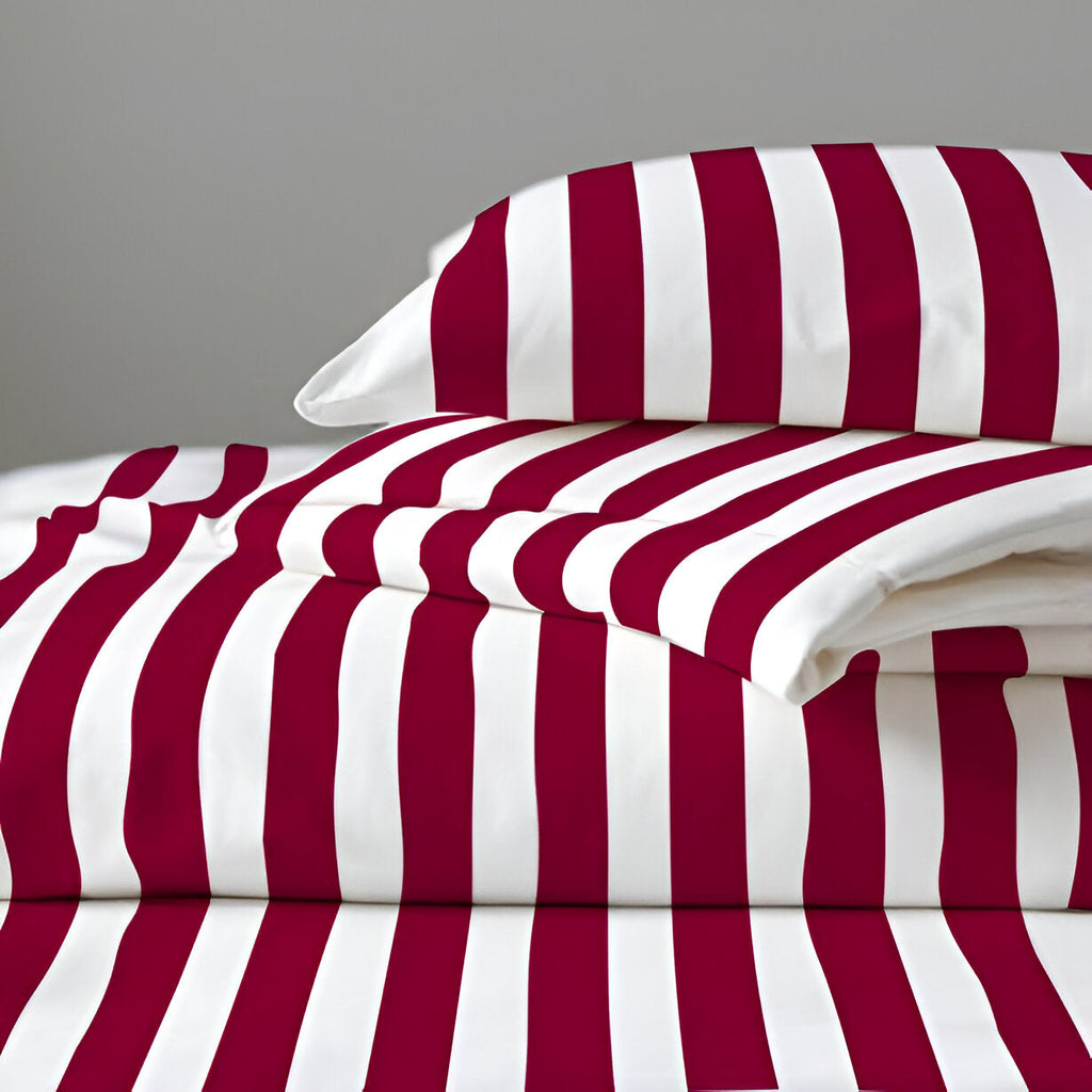 400TC Stripe Border Frame Cotton Sateen Duvet Cover Set