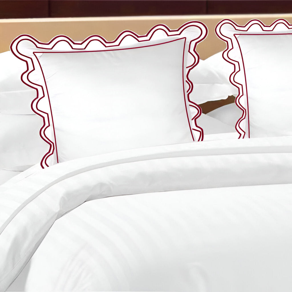 400TC U Shape Scallop Embroidery Cotton Duvet Cover Set