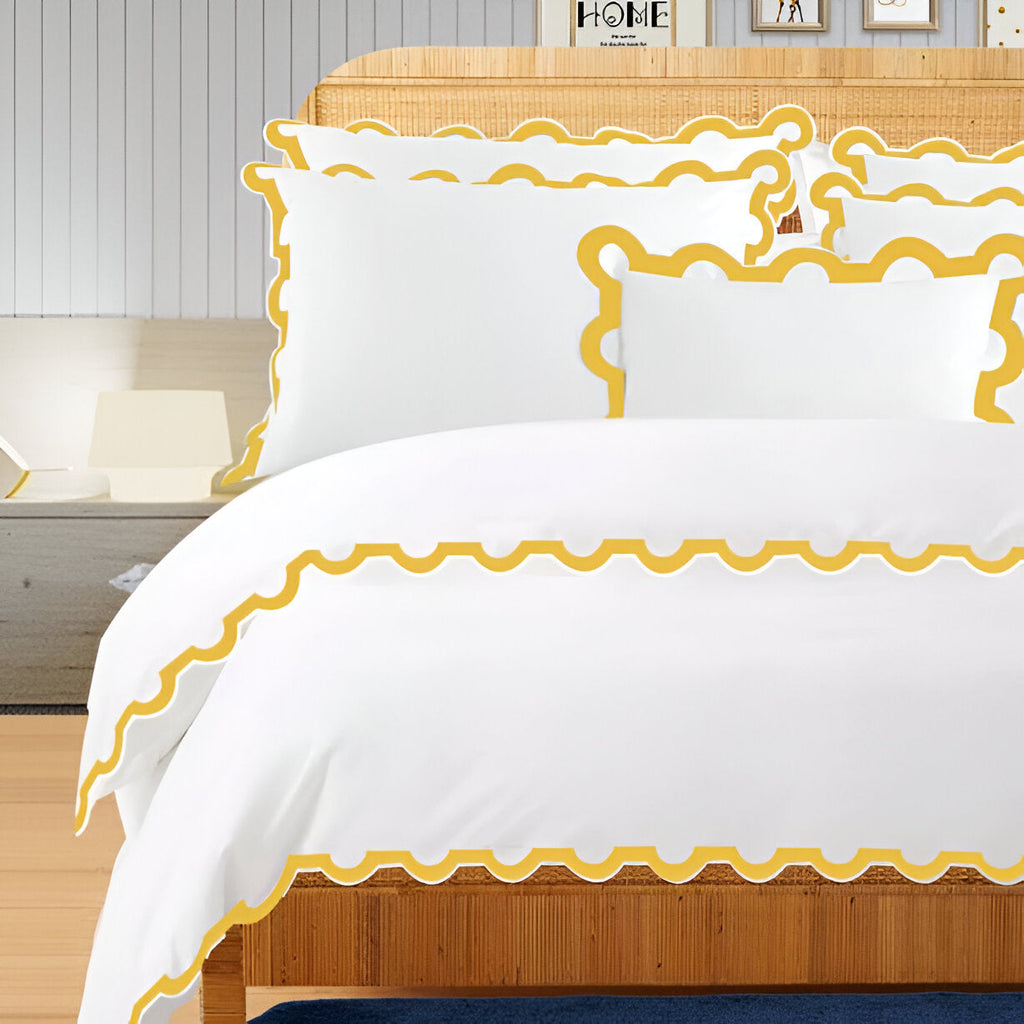 400TC U Shape Applique Embroidery Cotton Duvet Cover Set