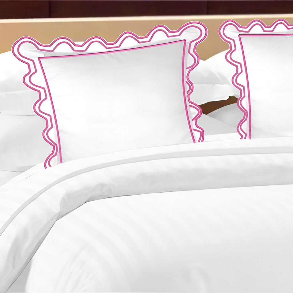 400TC U Shape Scallop Embroidery Cotton Duvet Cover Set