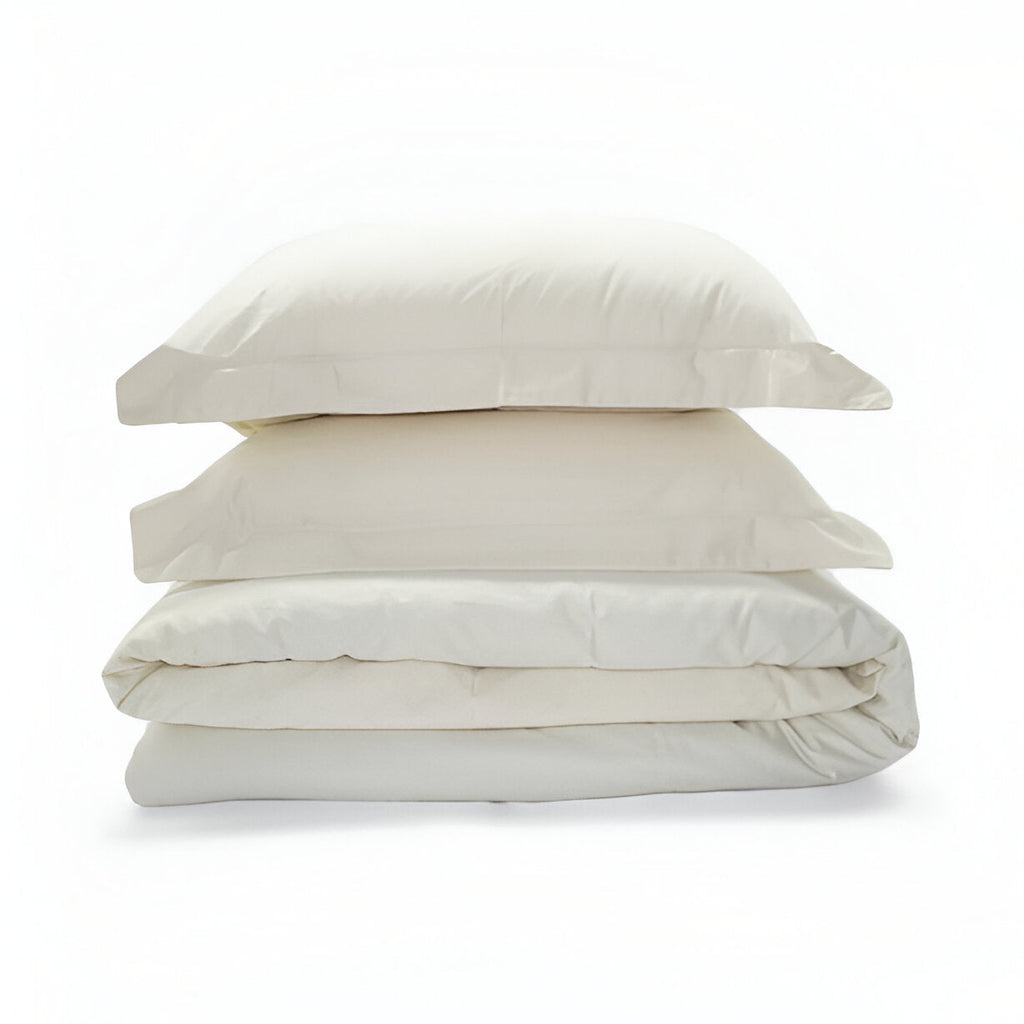 400TC Sateen Solid Cotton Round Duvet Cover Set