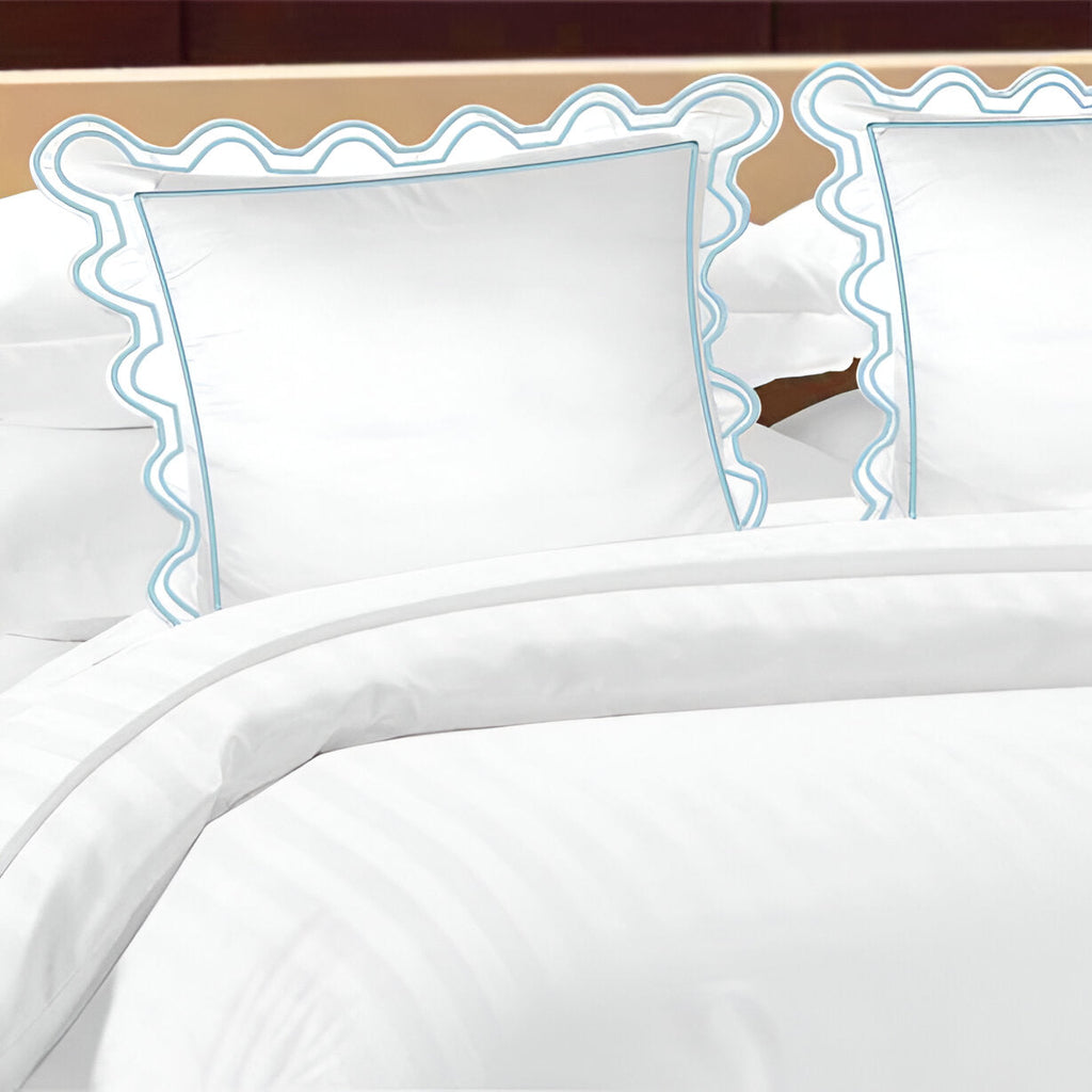 400TC U Shape Scallop Embroidery Cotton Duvet Cover Set
