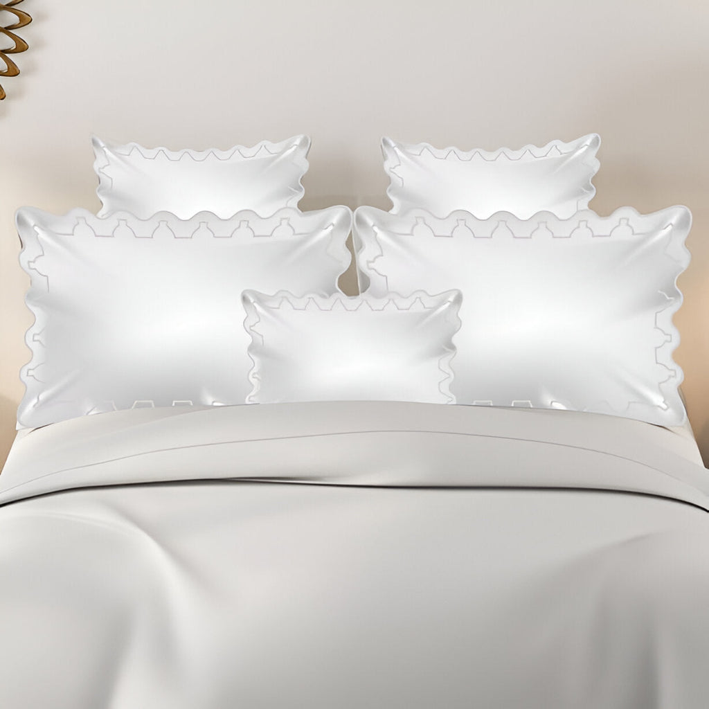 Imaginary Scallop 400TC Cotton Embroidery Sateen Solid Duvet Cover Set