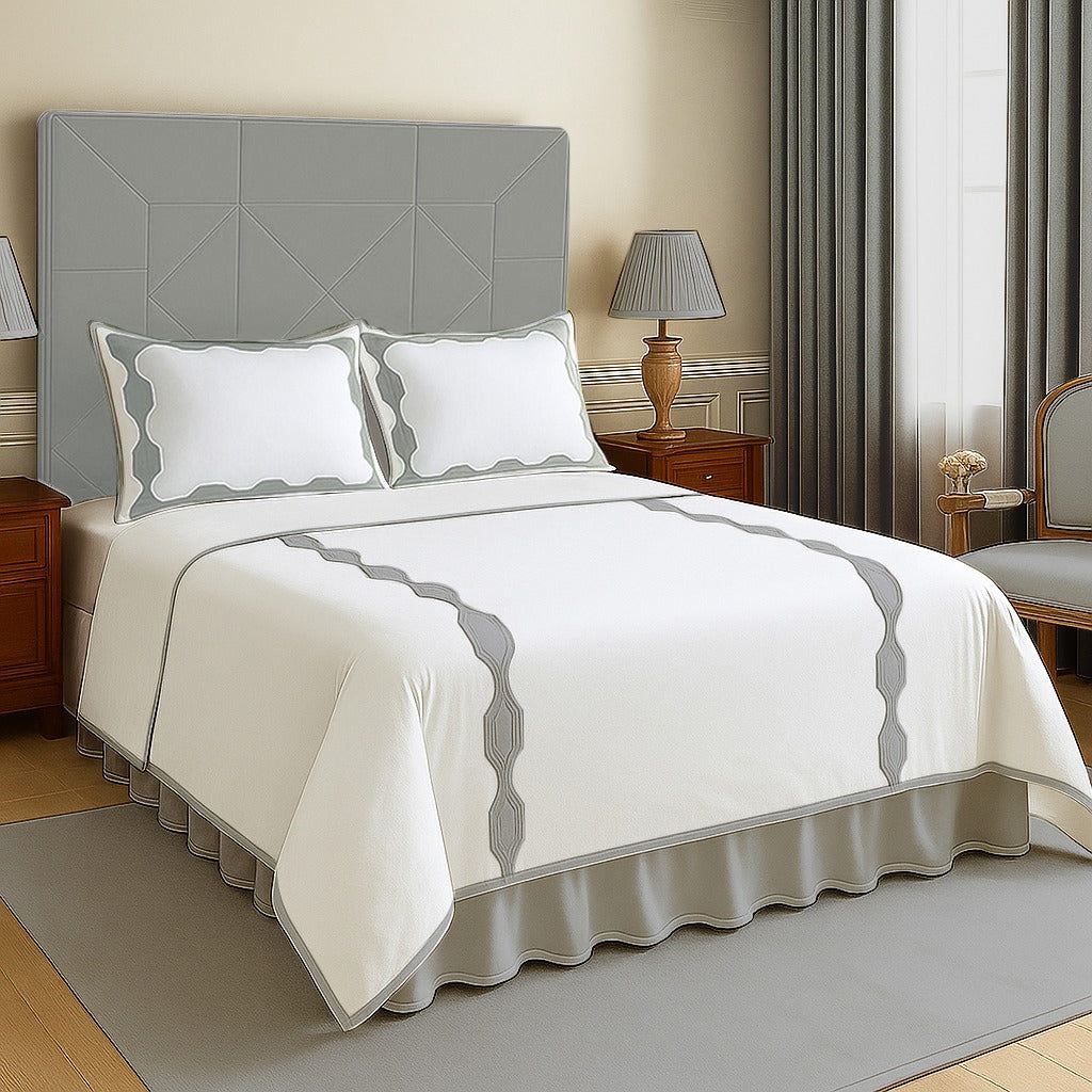 Hexagonal Applique Border Cotton Duvet Cover Set