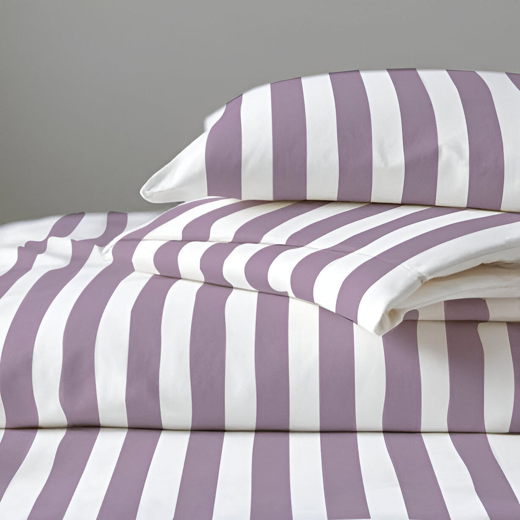400TC Stripe Border Frame Cotton Sateen Duvet Cover Set