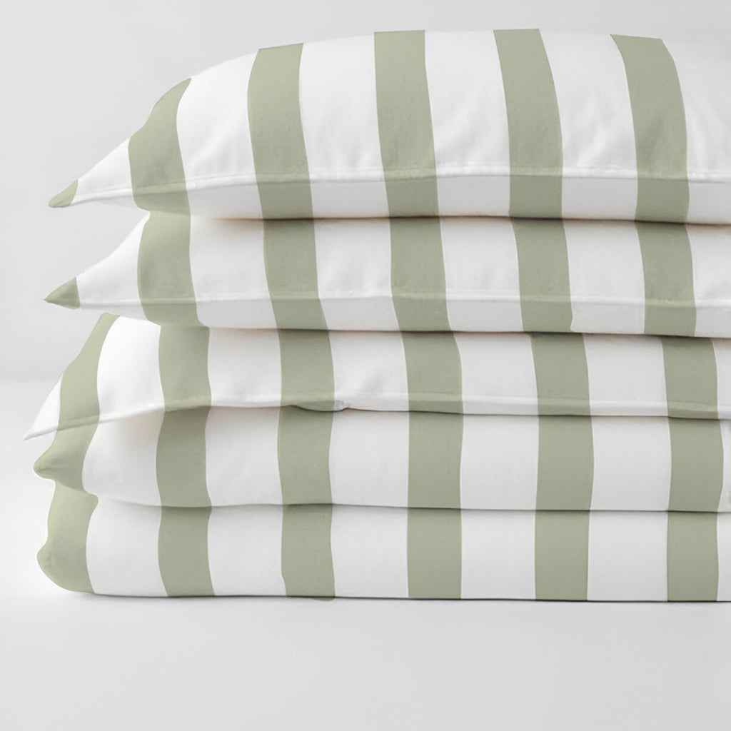 400TC Stripe Border Frame Cotton Sateen Duvet Cover Set
